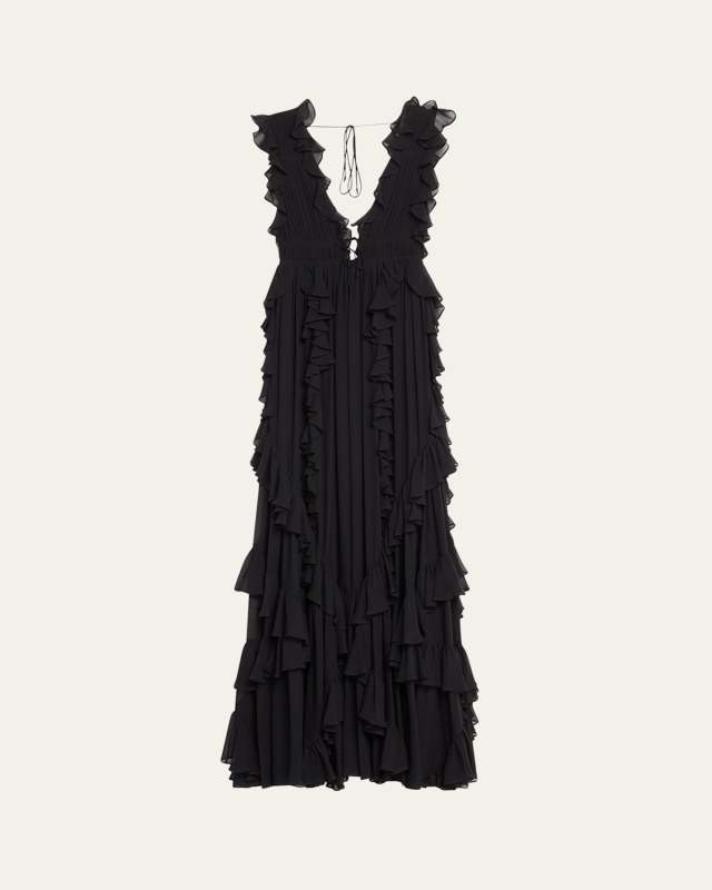 Florella Ruffled Silk Gown